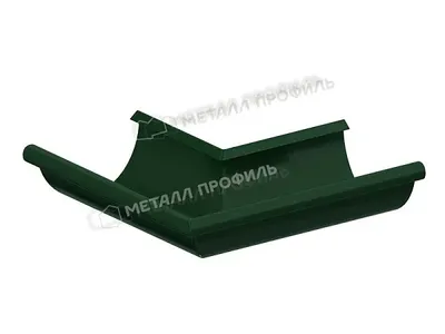Угол желоба наружный МЕТАЛЛ ПРОФИЛЬ Foramina PUR D125 Цвета: шоколадно-коричневый, графит, зеленый мох, красное вино, че